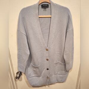 St. John Women's Light Blue Button Front Cashmere Cardigan Sweater Sz M Layering